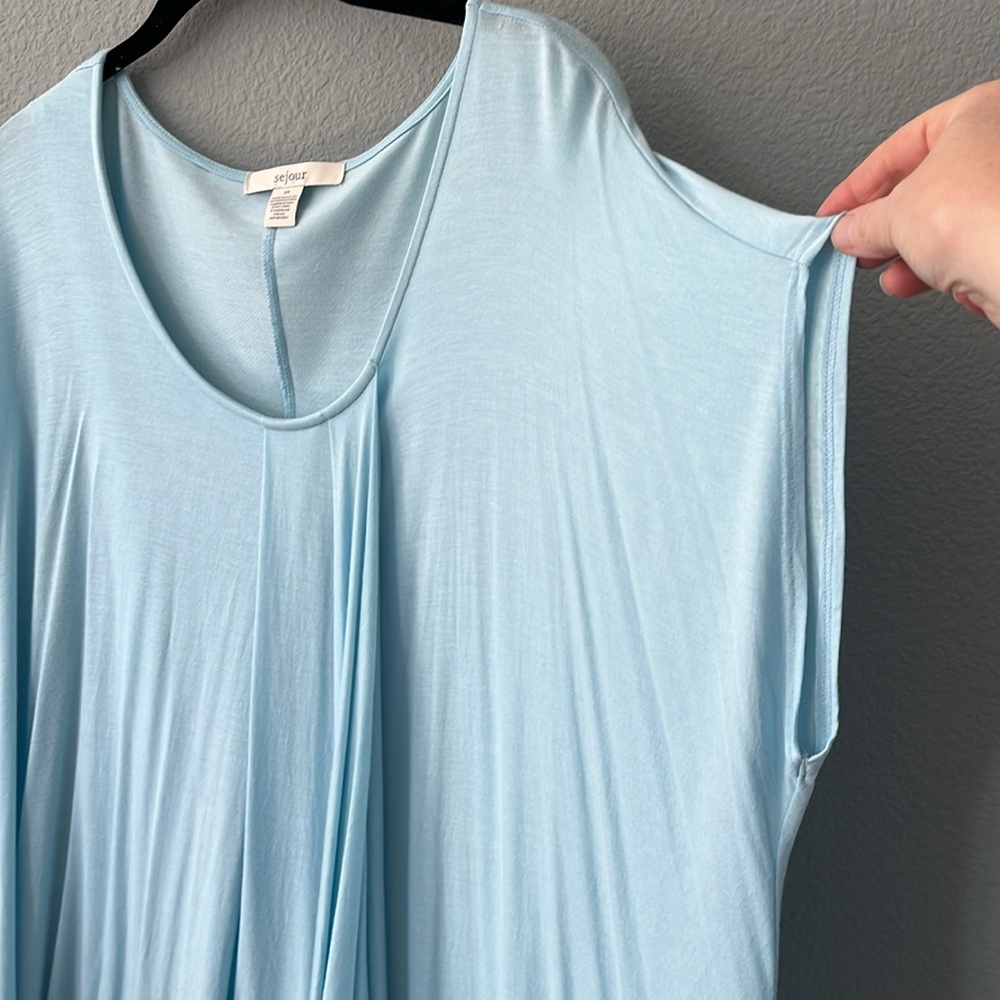 Sejour women’s 2X bat wing T-shirt, light blue, pretty fold detail on fr… - Picture 7 of 8